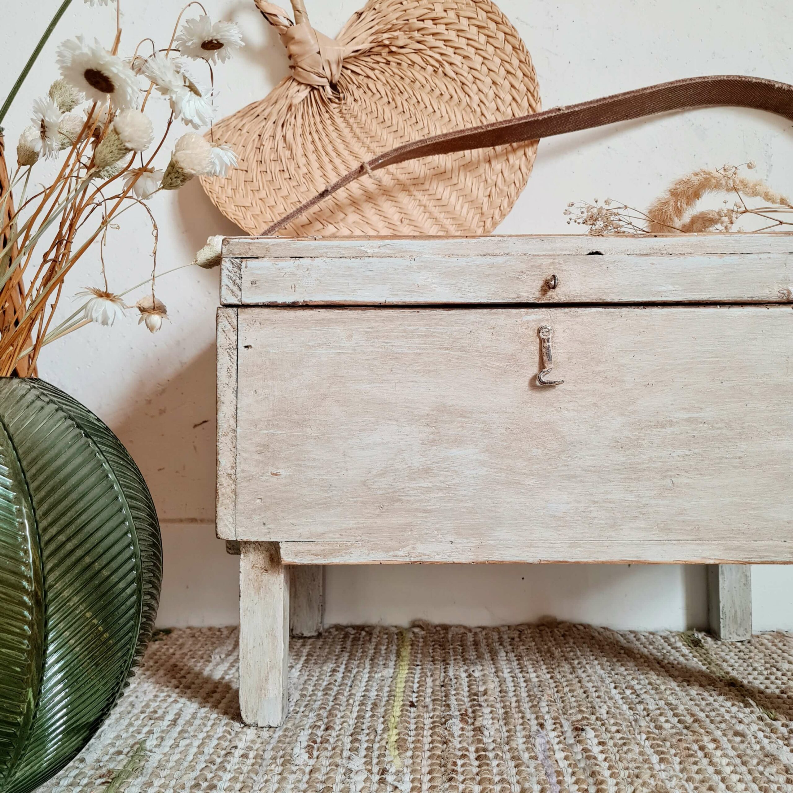 Coffre en bois blanc - Factory Vintage