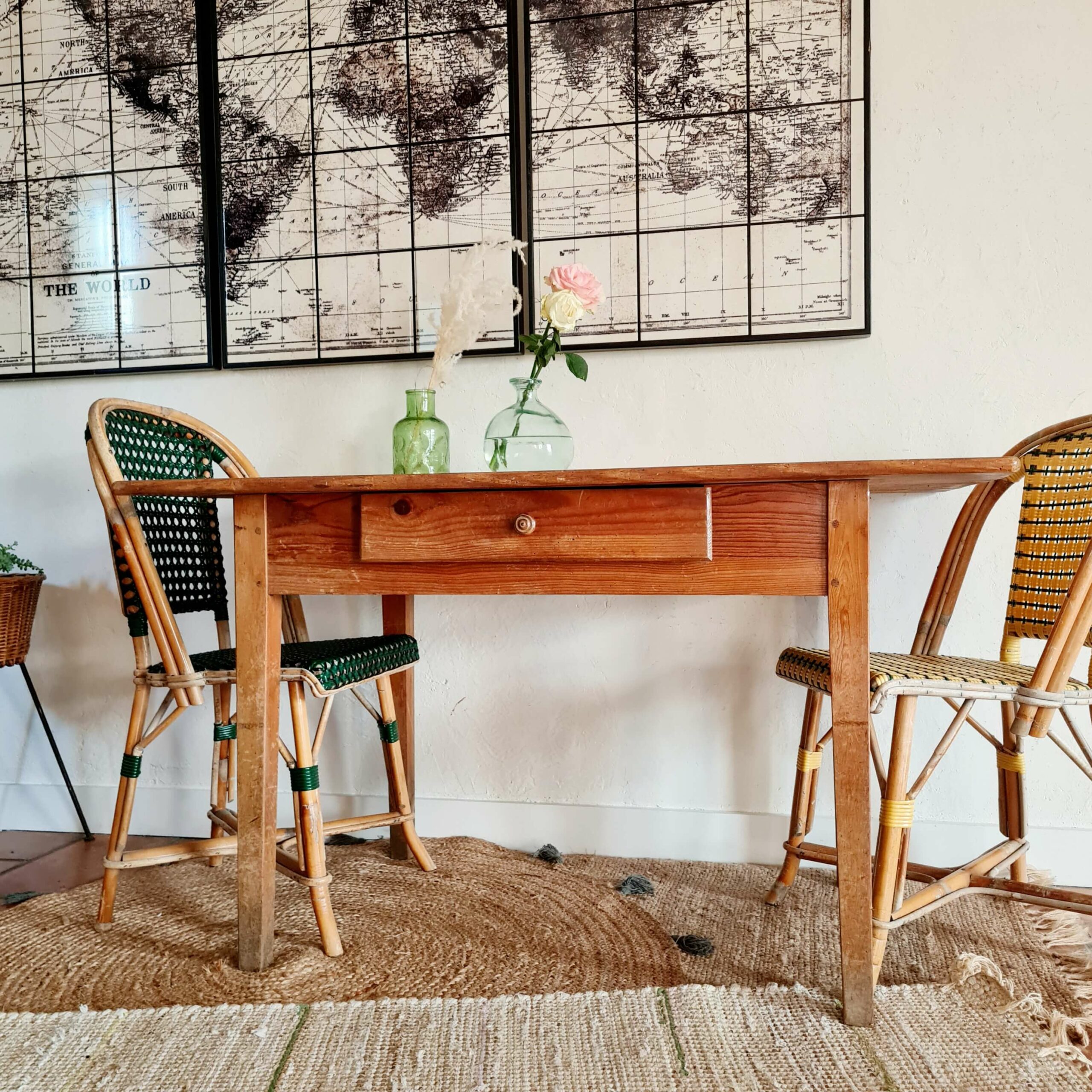 Table de ferme blanche - Factory Vintage