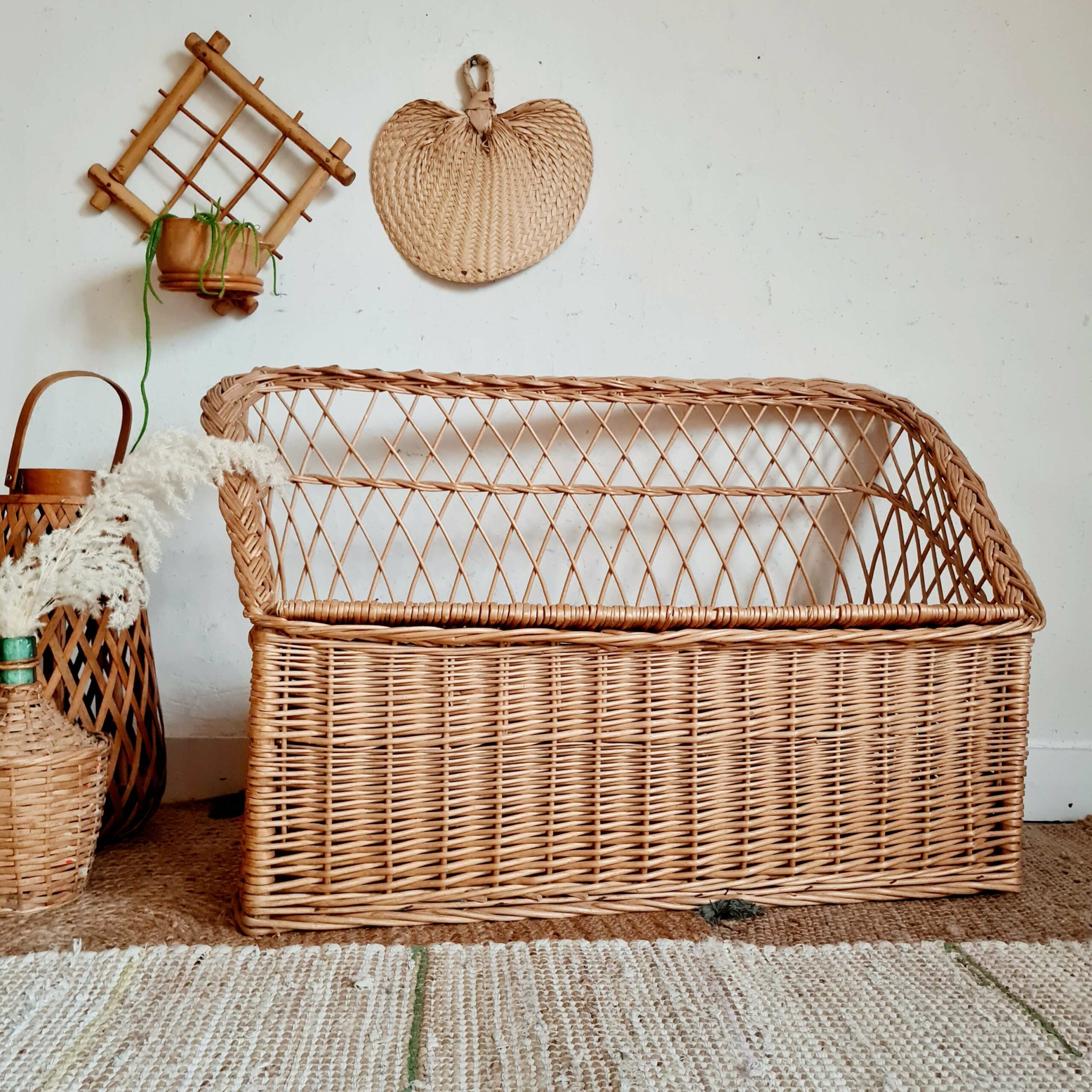 Banquette ancienne osier et rotin - Factory Vintage