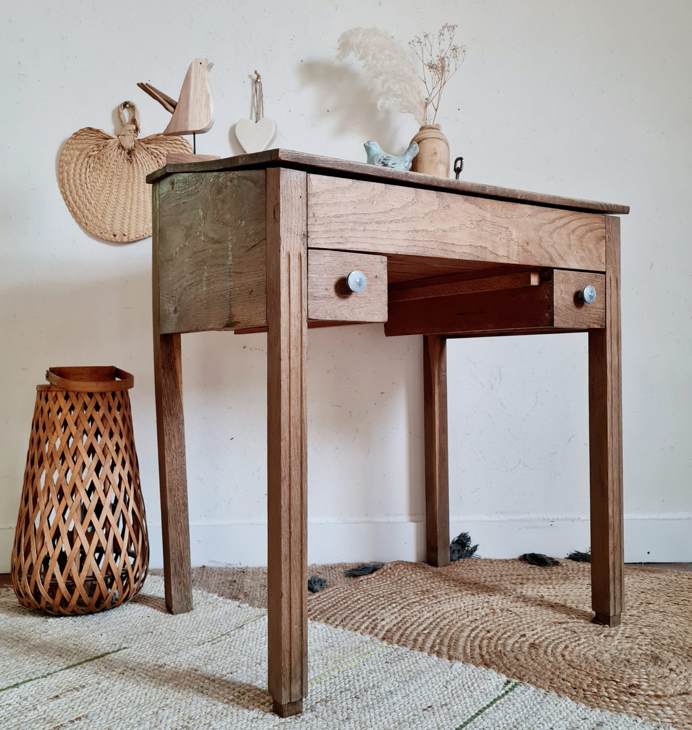 Bureau atelier bois massif - Factory Vintage bureau d'atelier ancien