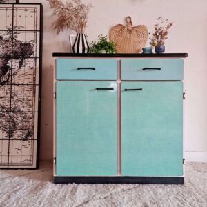 Buffet ancien en formica® bleu vert