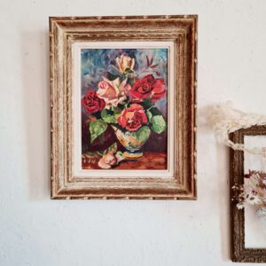 Tableau peinture huile ancienne bouquet