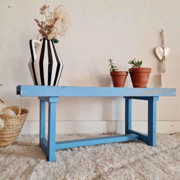 Banc en bois ancien bleu