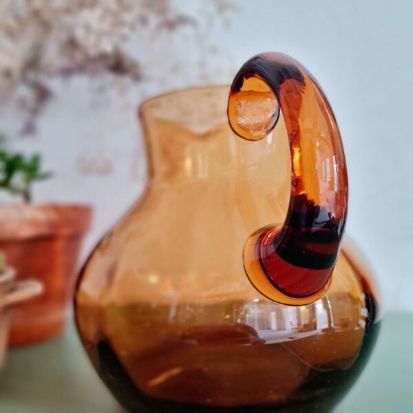 Carafe vintage verre ambré - joli coloris ambré transparent