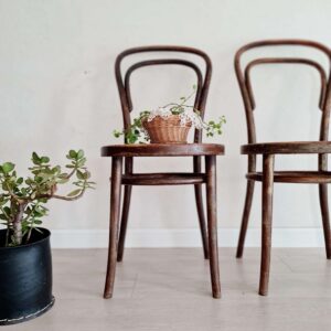Chaises bistrot anciennes Thonet - chaises en bois courbé et assise cannée