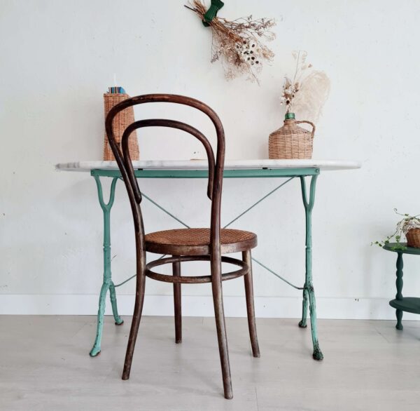 Table bistrot marbre blanc plateau ovale - bureau rétro charmant