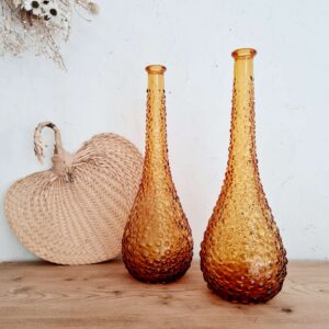 Vases italiens Empoli en verre à bulles ambré