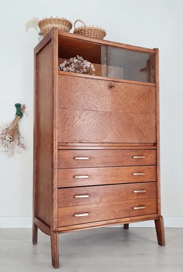 Secrétaire scandinave - bureau commode vitrine