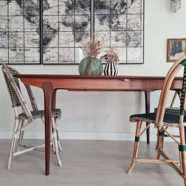 Table scandinave teck rallonges papillon