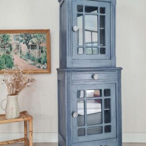 Vitrine années 50- petit vaisselier bleu