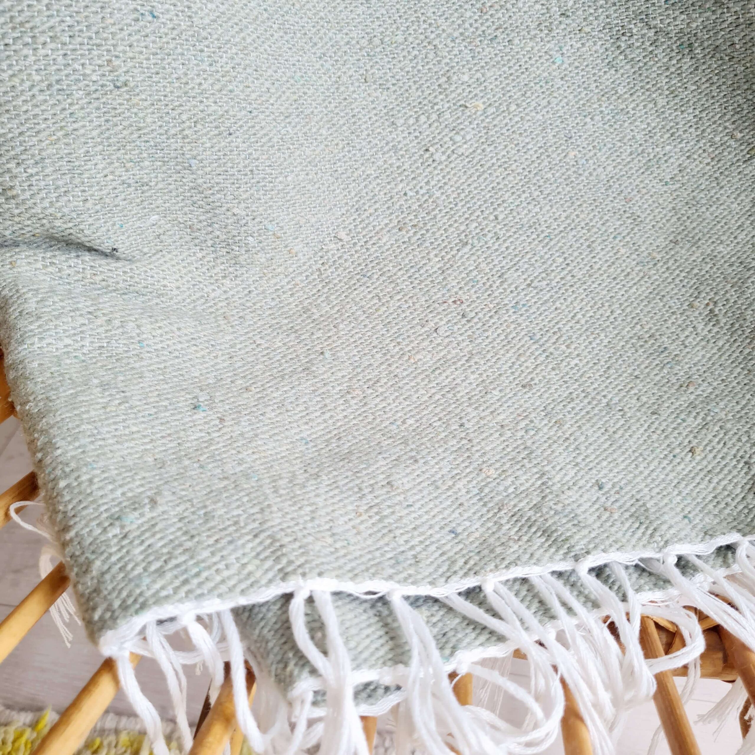 Plaid marocain coton vert franges