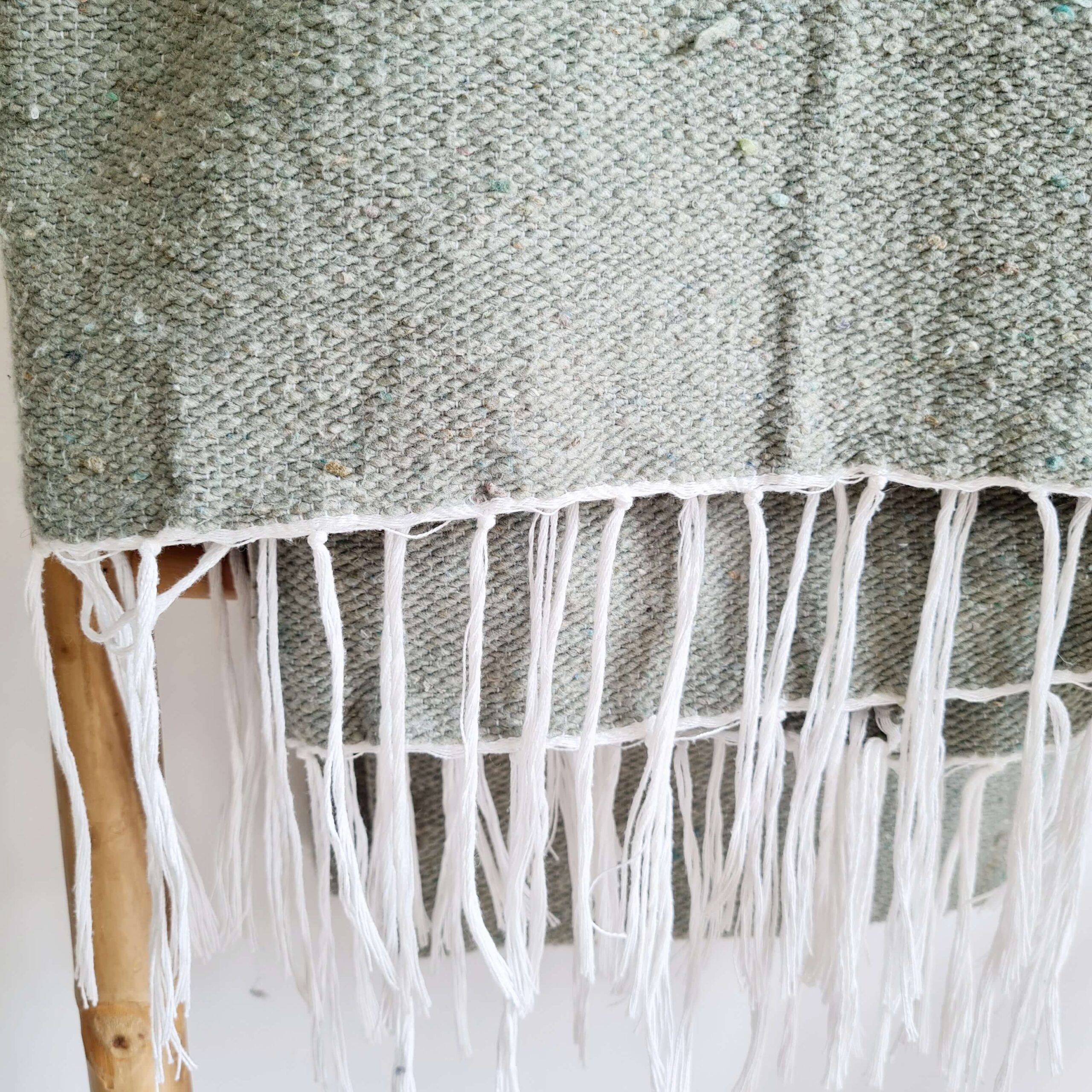 Plaid marocain coton vert franges