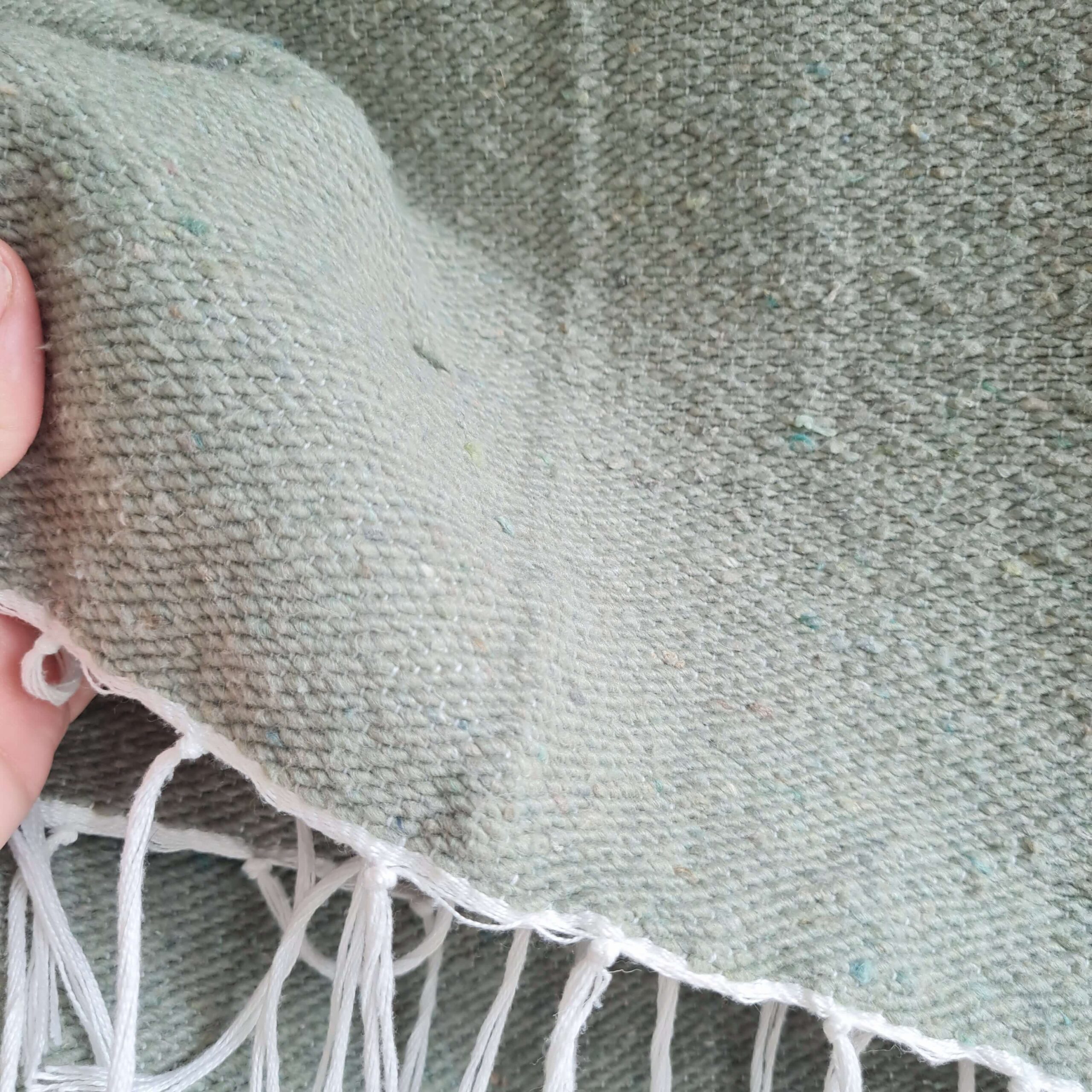 Plaid marocain coton vert franges