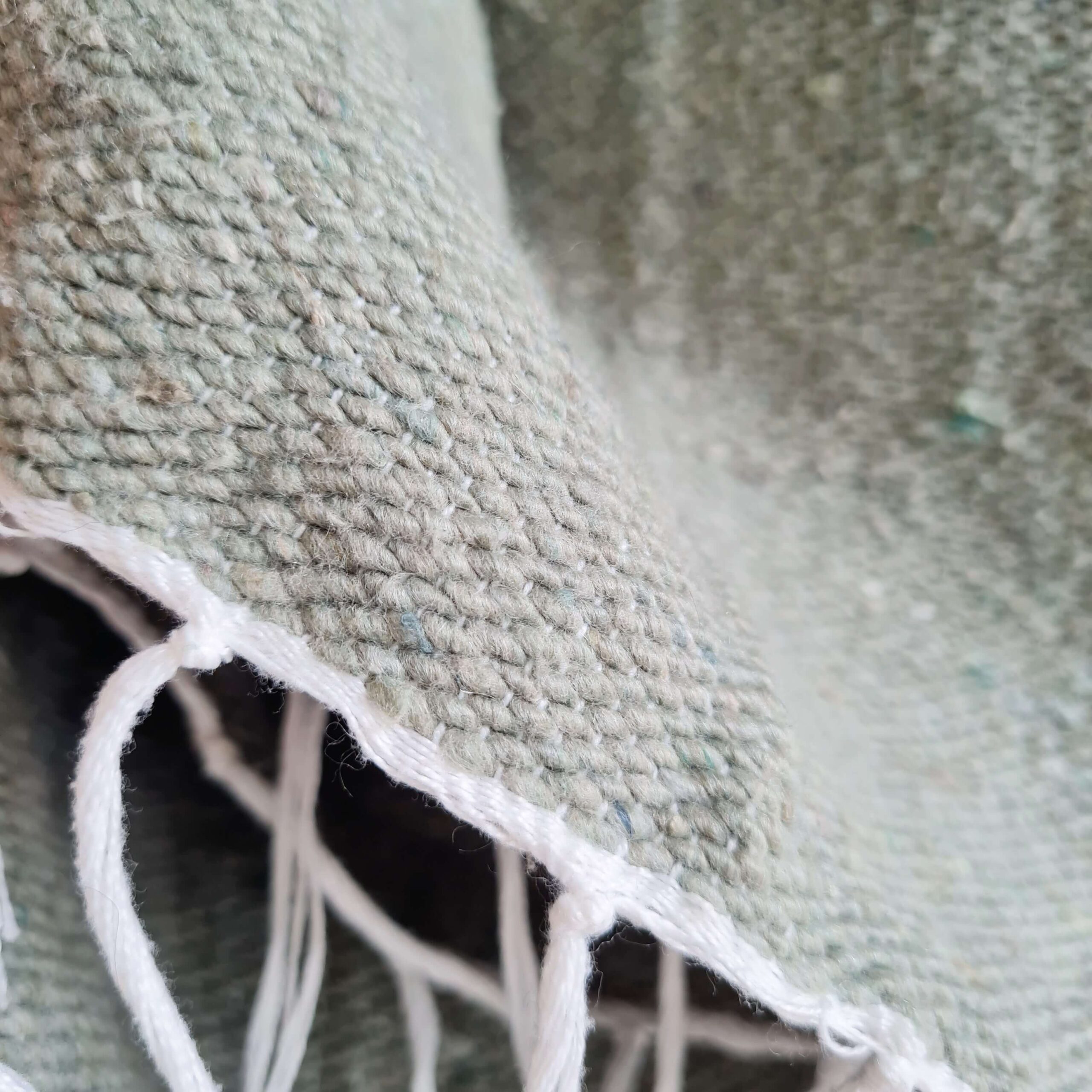 Plaid marocain coton vert franges