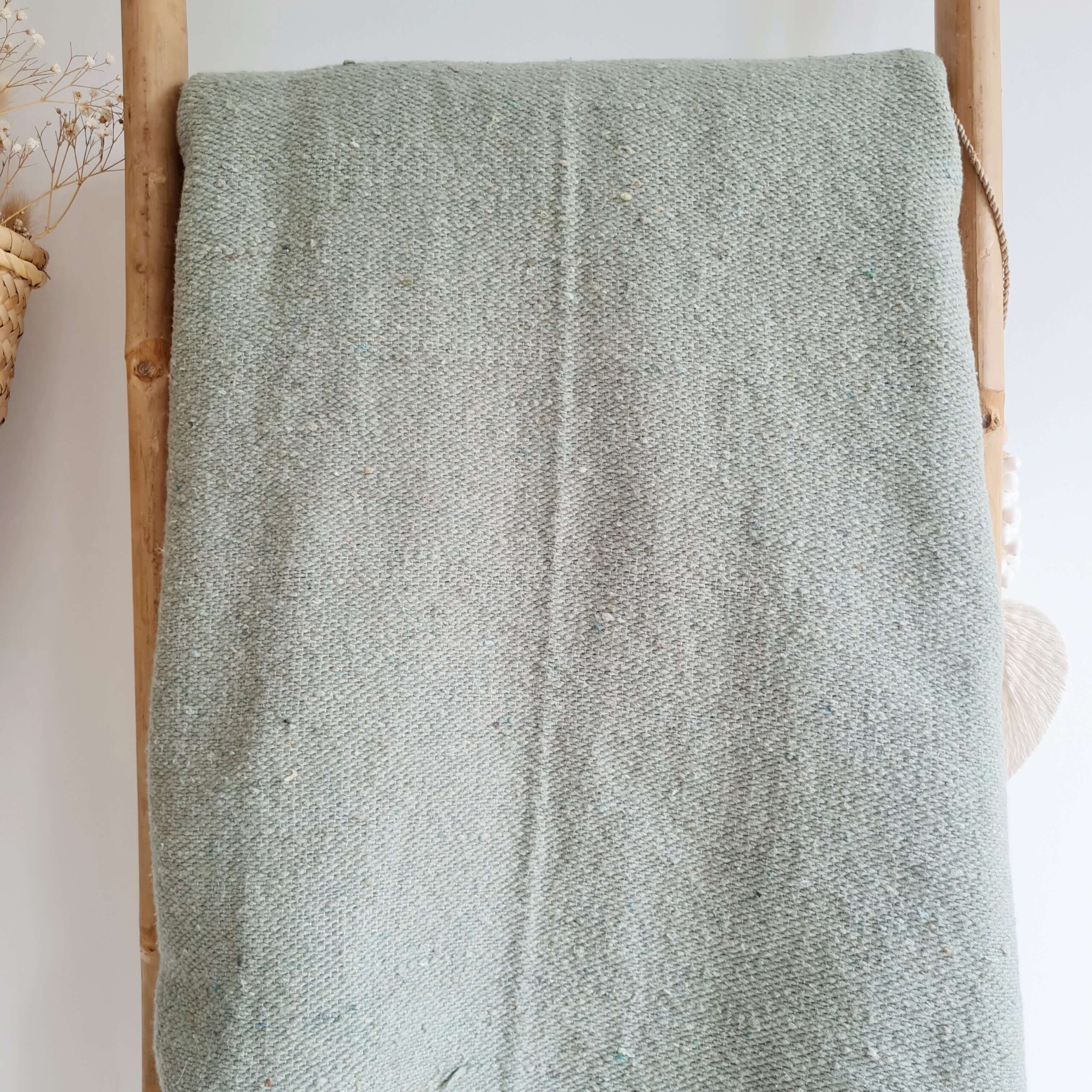 Plaid marocain coton vert franges