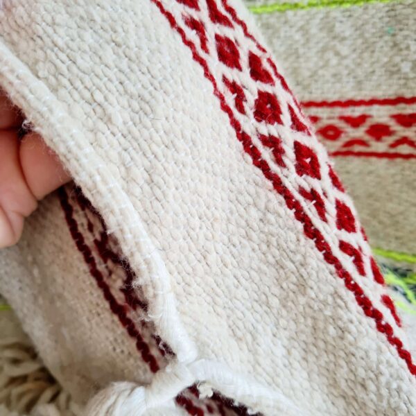 Plaid coton rayures pompons
