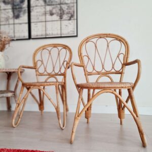 Chaises bistrot en rotin et bambou