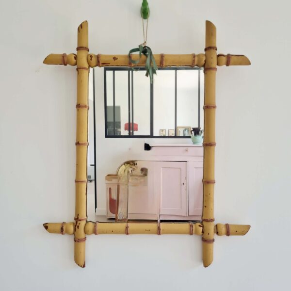 Miroir bambou ancien
