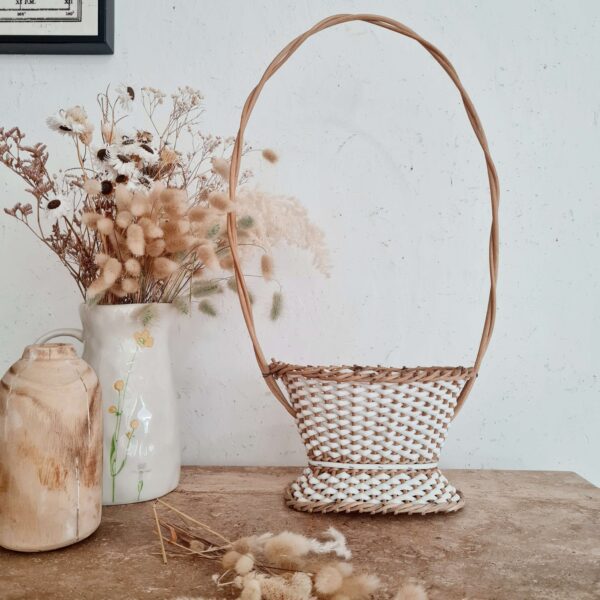 Porte-plantes ancien rotin