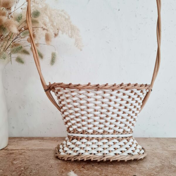 Porte-plantes ancien rotin