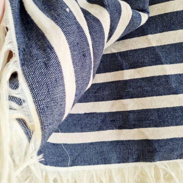Plaid à rayures marine et crème
