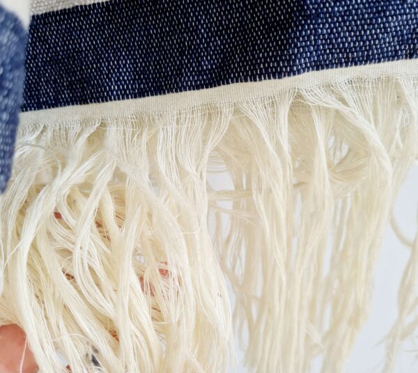 Plaid à rayures marine et crème