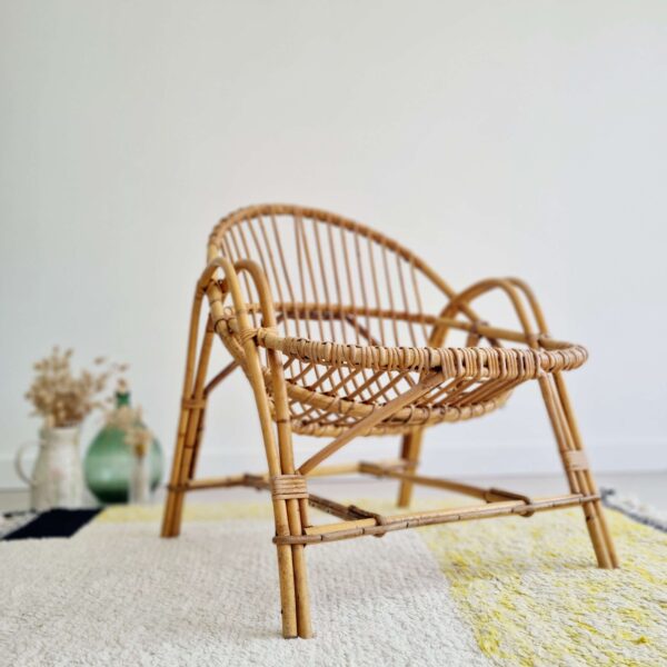 Fauteuil corbeille en rotin, années 60