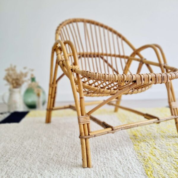 Fauteuil corbeille en rotin, années 60