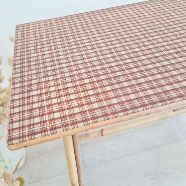 Table basse ancienne rotin tartan