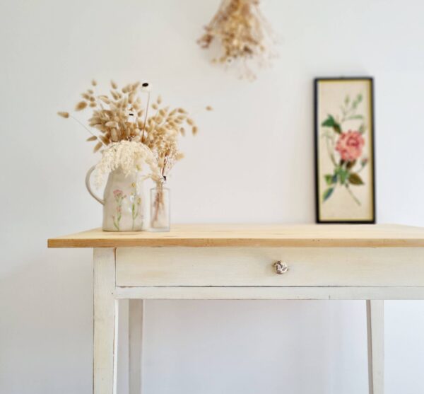 Table de ferme ancienne blanche