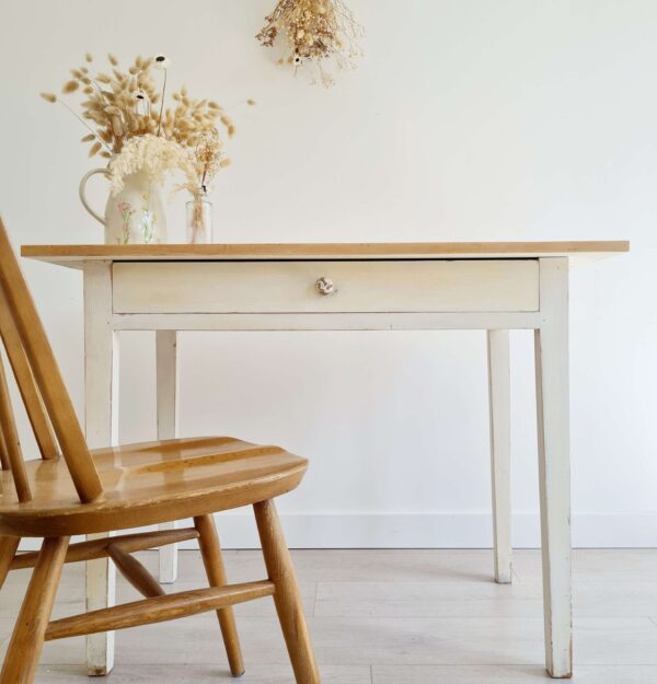 Table de ferme ancienne blanche