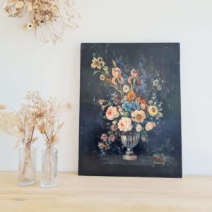 Peinture ancienne - bouquet de fleurs
