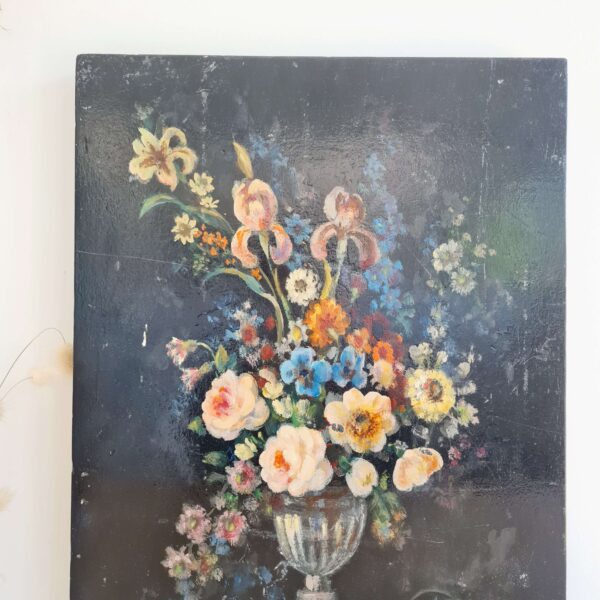 Peinture ancienne - bouquet de fleurs