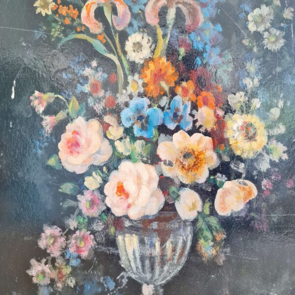 Peinture ancienne - bouquet de fleurs