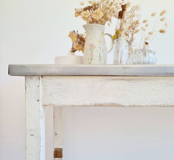 Table de métier bois et zinc