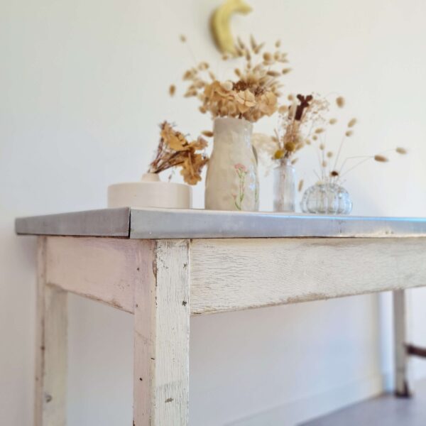 Table de métier bois et zinc