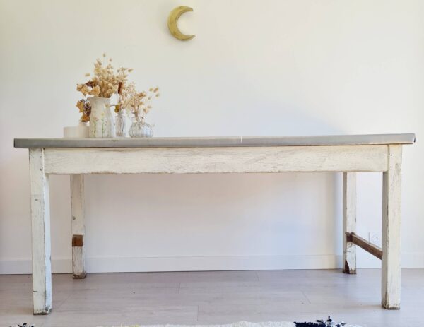 Table de métier bois et zinc