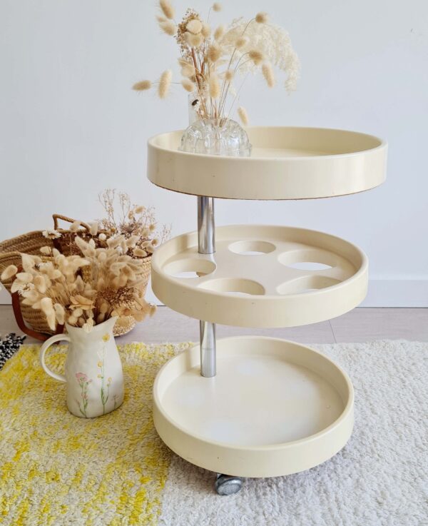 Desserte ronde vintage plastique