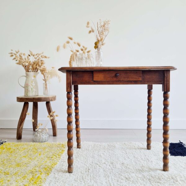 Table ancienne en bois tourné