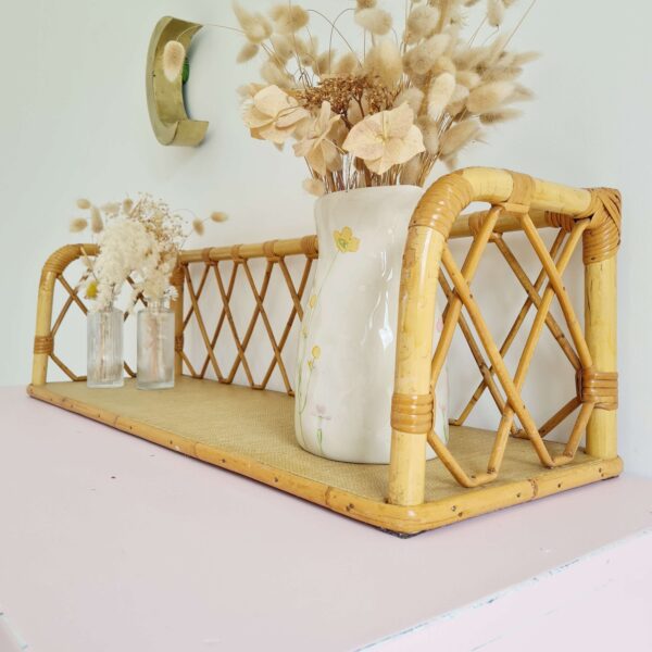 Etagère bibliothèque en rotin ancienne 80cm