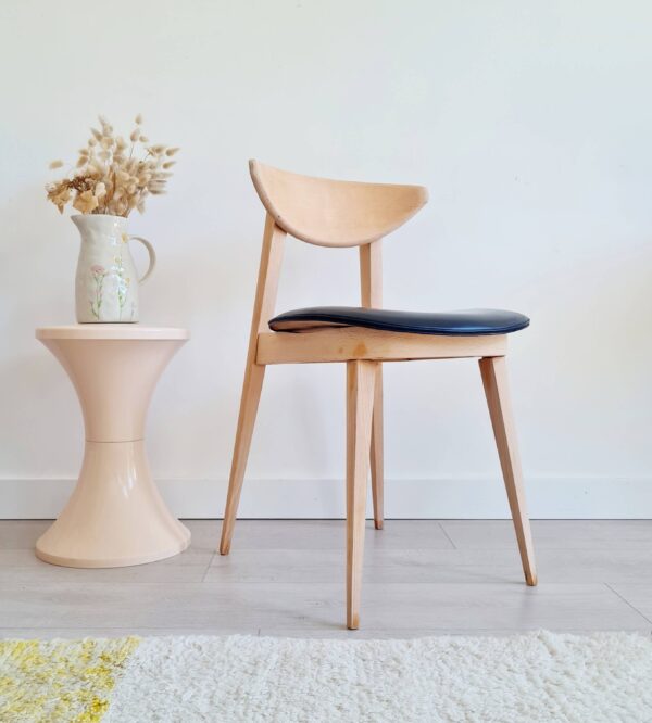 Chaise scandinave bois brut - pieds compas