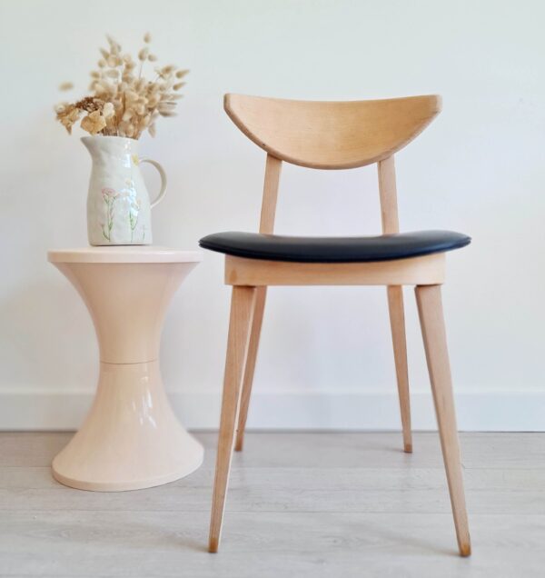 Chaise scandinave bois brut - pieds compas