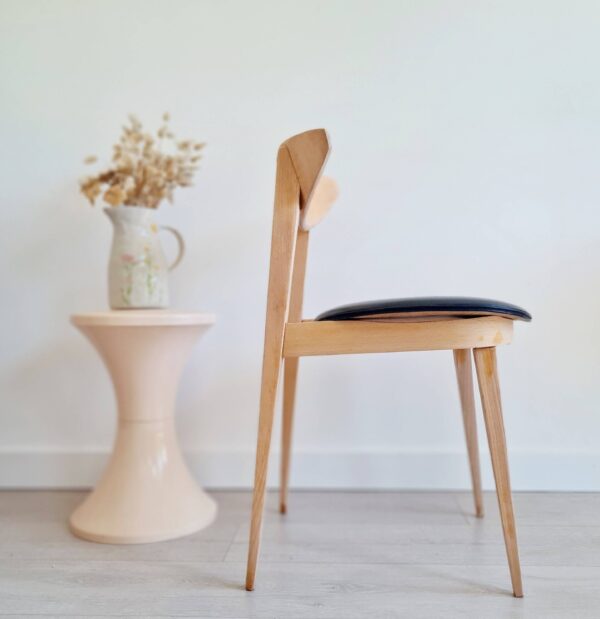 Chaise scandinave bois brut - pieds compas