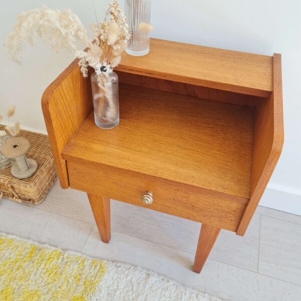 Table de chevet pieds compas, années 60