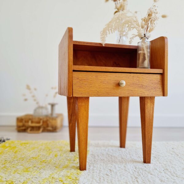 Table de chevet pieds compas, années 60