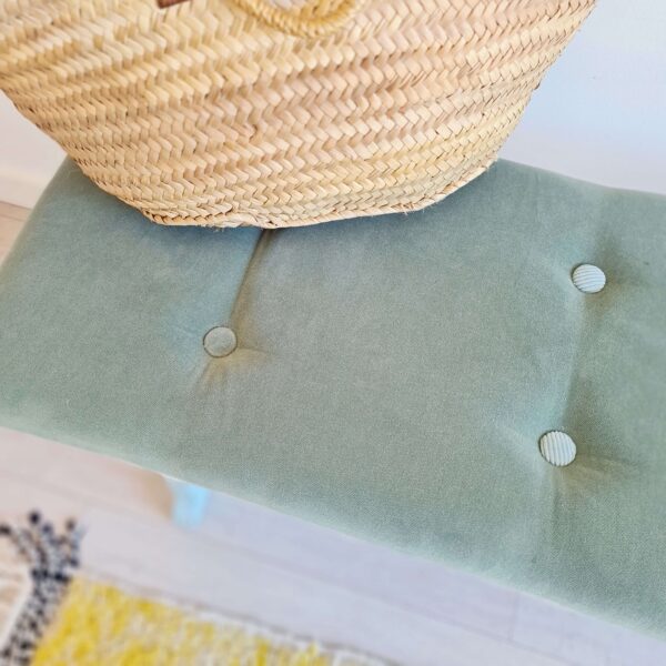 Banc en bois ancien bleu velours