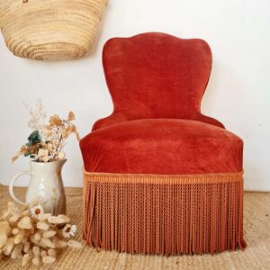 Fauteuil crapaud velours rouge