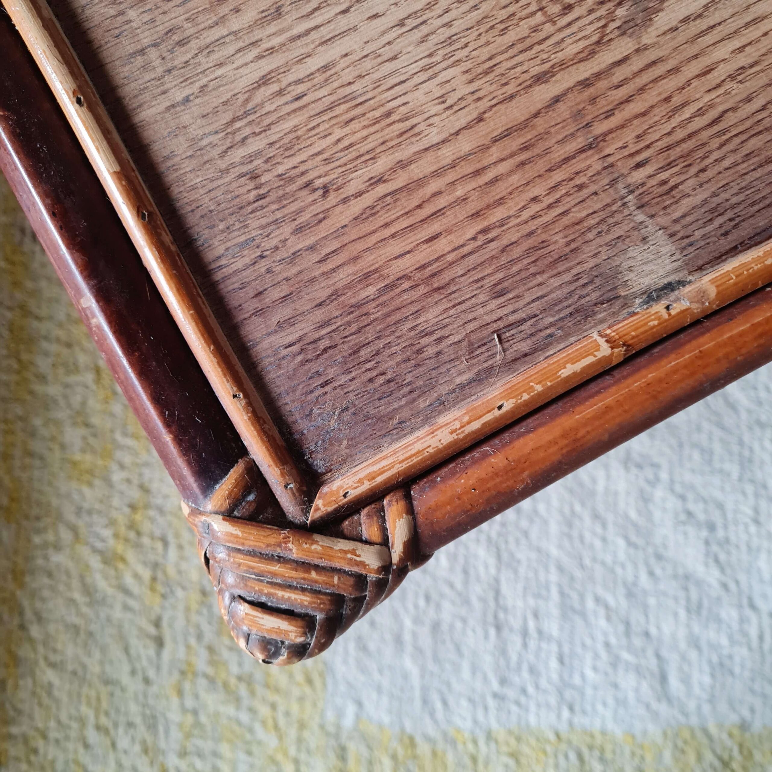 Etagère - bibliothèque rotin bois patinée