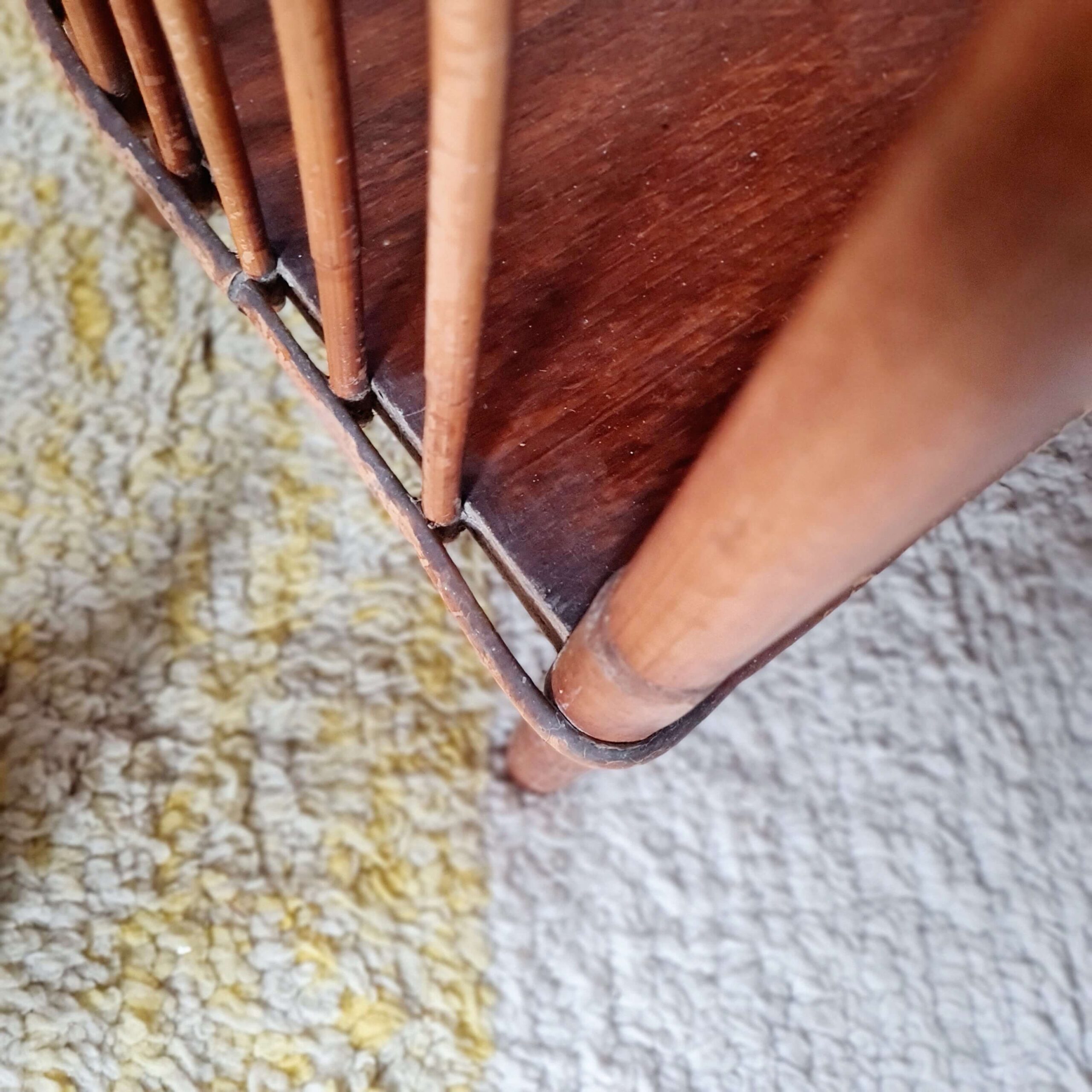 Etagère - bibliothèque rotin bois patinée