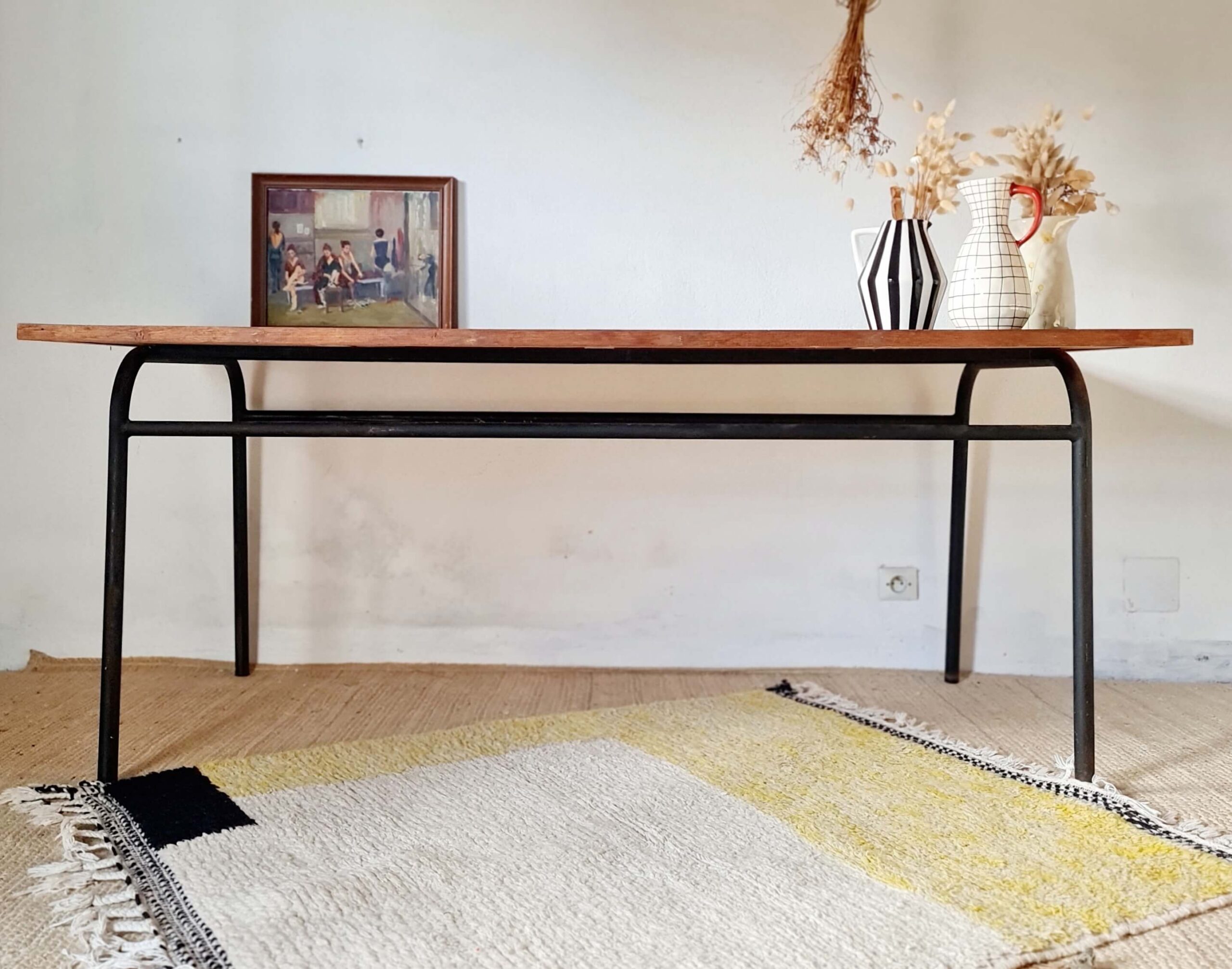 Table industrielle vintage bois et métal